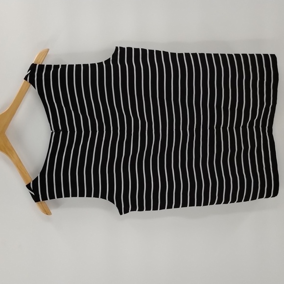 Dana Bachman black and white horizontal stripe sleeveless blouse size XL accent - Picture 4 of 7